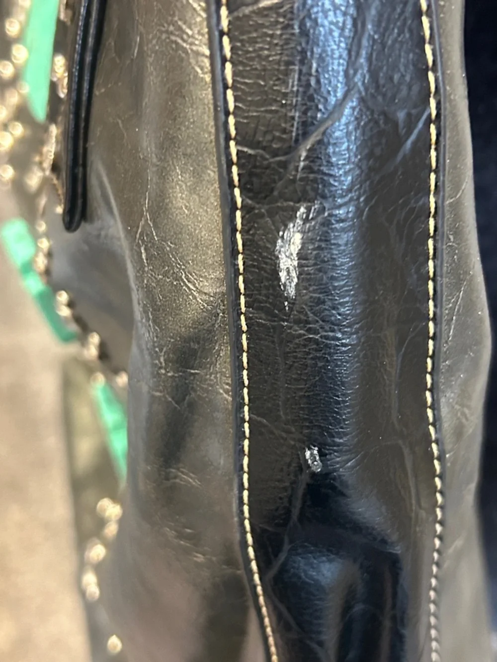 Vintage Country Road metallic green Shoulder Bag with Turquoise cross Accents